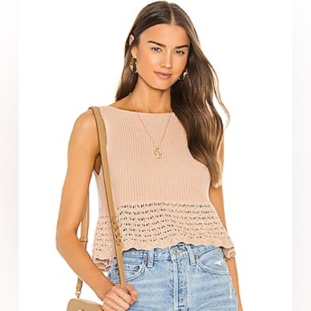 525 America Peach Knit Sleeveless Crochet-Hem Tank
